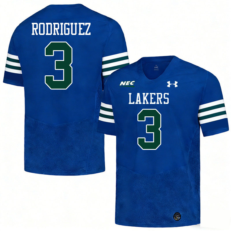 Mercyhurst Lakers #3 Ayron Rodriguez College Football Jerseys,Uniforms Stitched-Blue